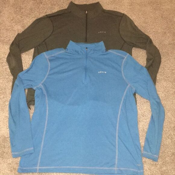 2-Orvis green & blue collection T-neck 1/4 zipper pullover sweater sweatshirt-L - Picture 1 of 9